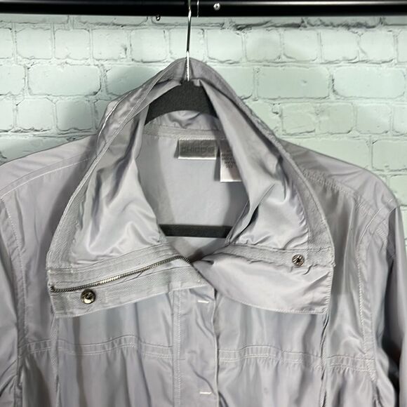 Chico’s Size 1 or Medium Gray Windbreaker Adjustable Waist - Picture 2 of 7